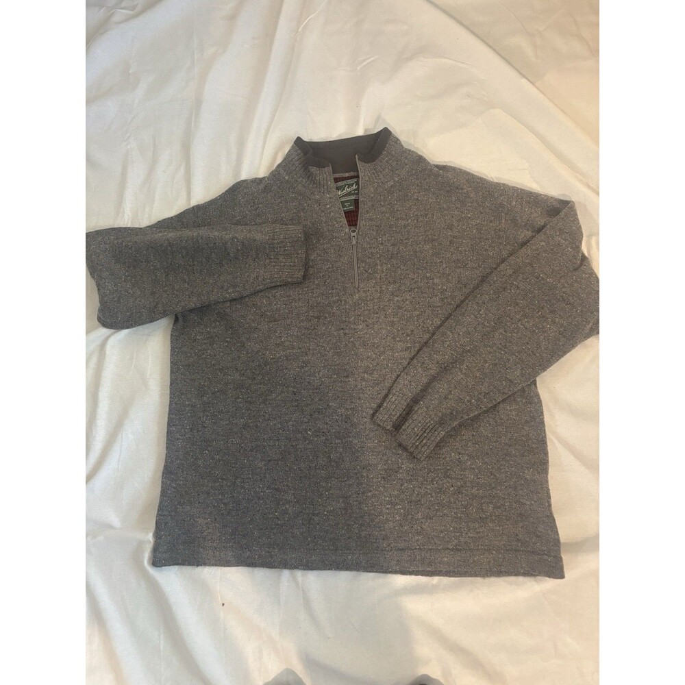 Woolrich Men's XL 1/4 Zip Pullover Sweater Gray Heather Lambs Wool Blend 9023